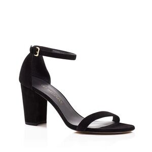 Stuart Weitzman NearlyNude Black Suede Strappy Heels